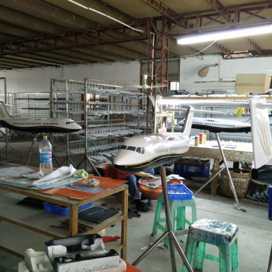 Large aircraft model being prepared