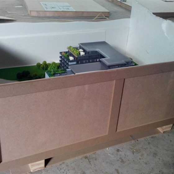 Architectural model being packed for transport