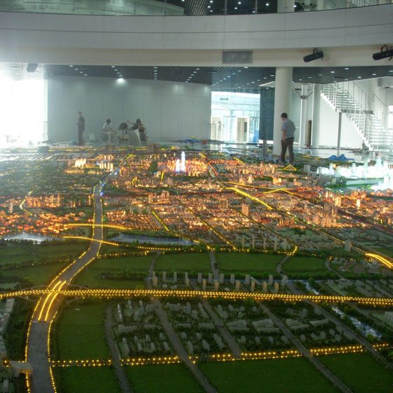 Large scale model of a village or town